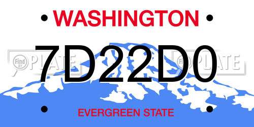 7D22D0 Washington License Plate