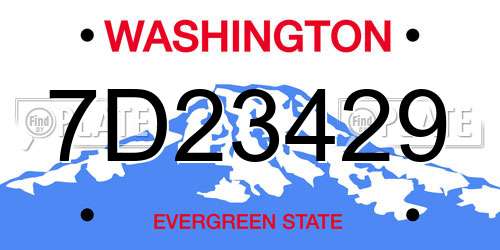 7D23429 Washington License Plate