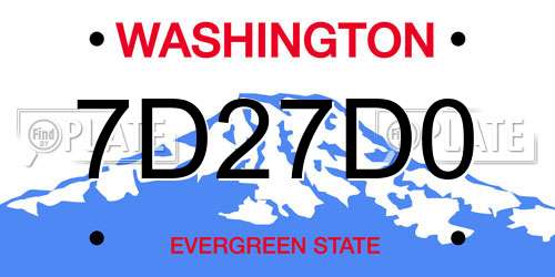 7D27D0 Washington License Plate