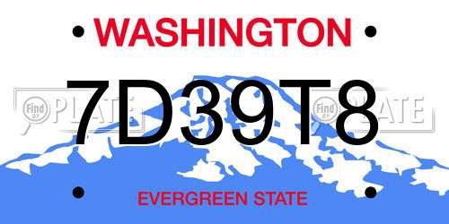 7D39T8 Washington License Plate