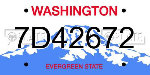 7D42672 Washington License Plate