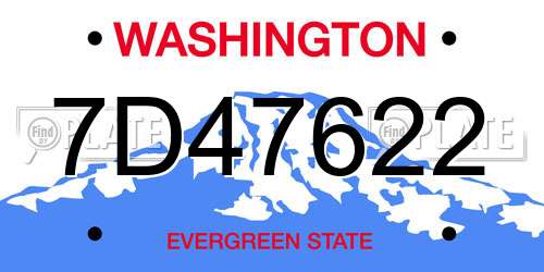7D47622 Washington License Plate