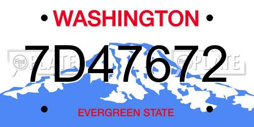 7D47672 Washington License Plate