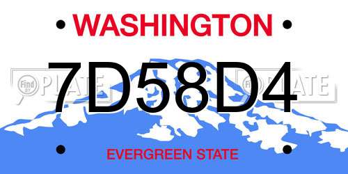 7D58D4 Washington License Plate