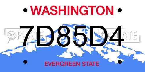 7D85D4 Washington License Plate