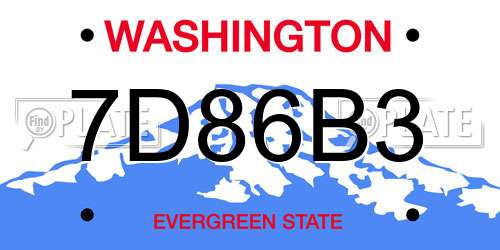 7D86B3 Washington License Plate