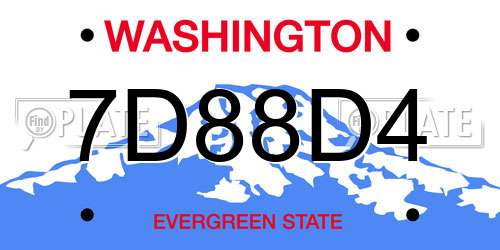 7D88D4 Washington License Plate