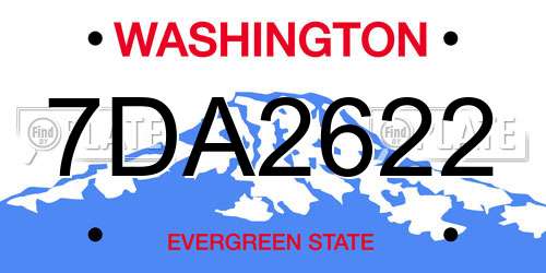 7DA2622 Washington License Plate