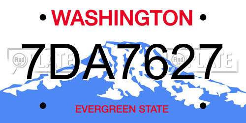 7DA7627 Washington License Plate