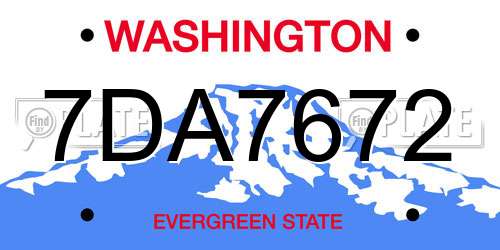 7DA7672 Washington License Plate