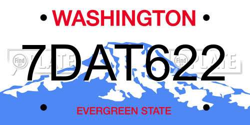 7DAT622 Washington License Plate