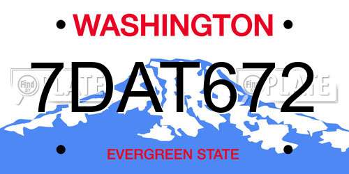 7DAT672 Washington License Plate