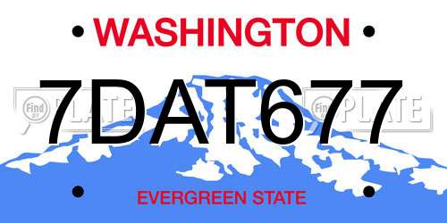 7DAT677 Washington License Plate