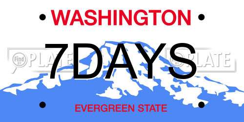 7DAYS Washington License Plate