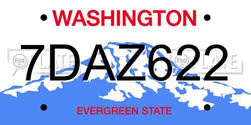 7DAZ622 Washington License Plate