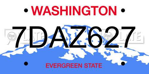 7DAZ627 Washington License Plate
