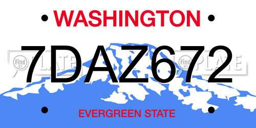 7DAZ672 Washington License Plate