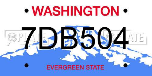 7DB504 Washington License Plate