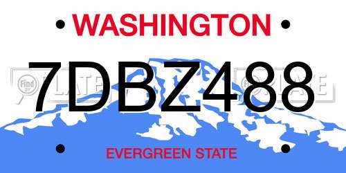 7DBZ488 Washington License Plate