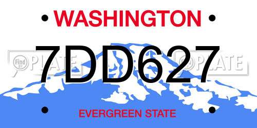7DD627 Washington License Plate