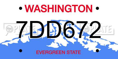 7DD672 Washington License Plate