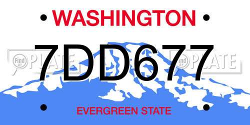 7DD677 Washington License Plate