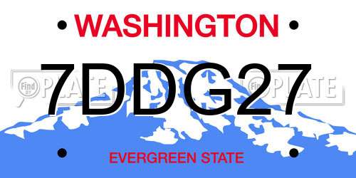 7DDG27 Washington License Plate