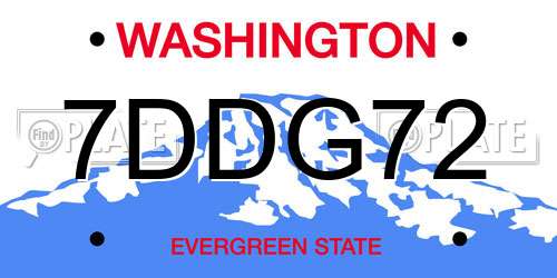 7DDG72 Washington License Plate