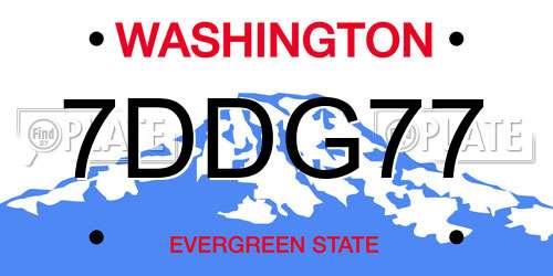 7DDG77 Washington License Plate