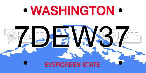 7DEW37 Washington License Plate