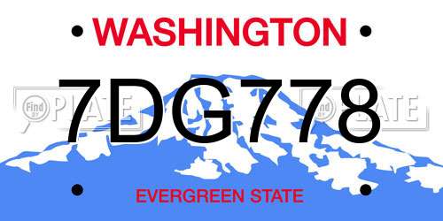 7DG778 Washington License Plate