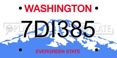 7DI385 Washington License Plate