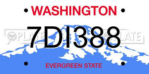 7DI388 Washington License Plate