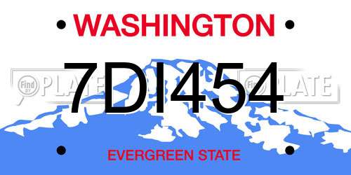 7DI454 Washington License Plate