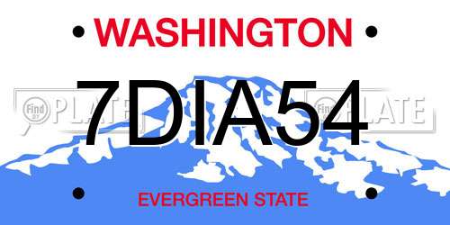 7DIA54 Washington License Plate