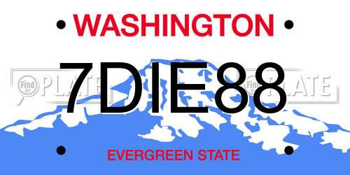 7DIE88 Washington License Plate