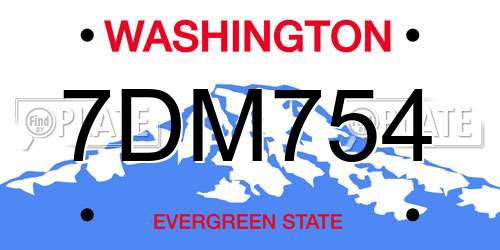 7DM754 Washington License Plate