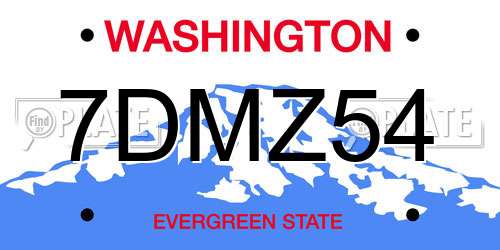 7DMZ54 Washington License Plate