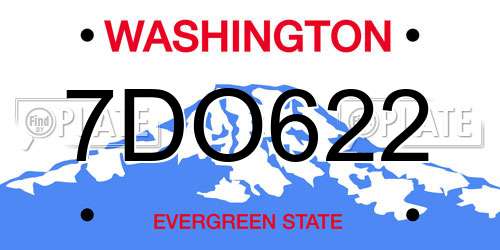 7DO622 Washington License Plate