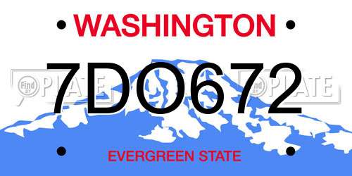 7DO672 Washington License Plate