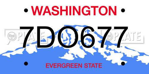7DO677 Washington License Plate