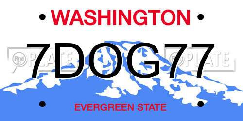 7DOG77 Washington License Plate