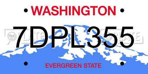7DPL355 Washington License Plate