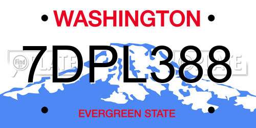 7DPL388 Washington License Plate