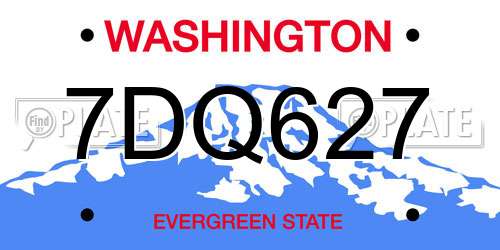 7DQ627 Washington License Plate