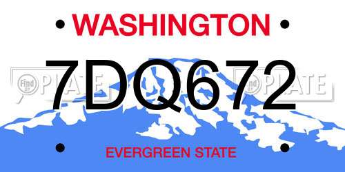7DQ672 Washington License Plate