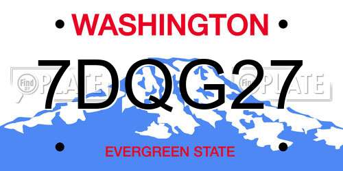 7DQG27 Washington License Plate