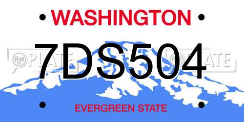 7DS504 Washington License Plate