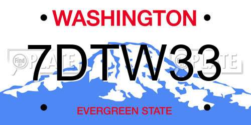 7DTW33 Washington License Plate