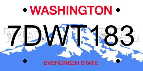 7DWT183 Washington License Plate